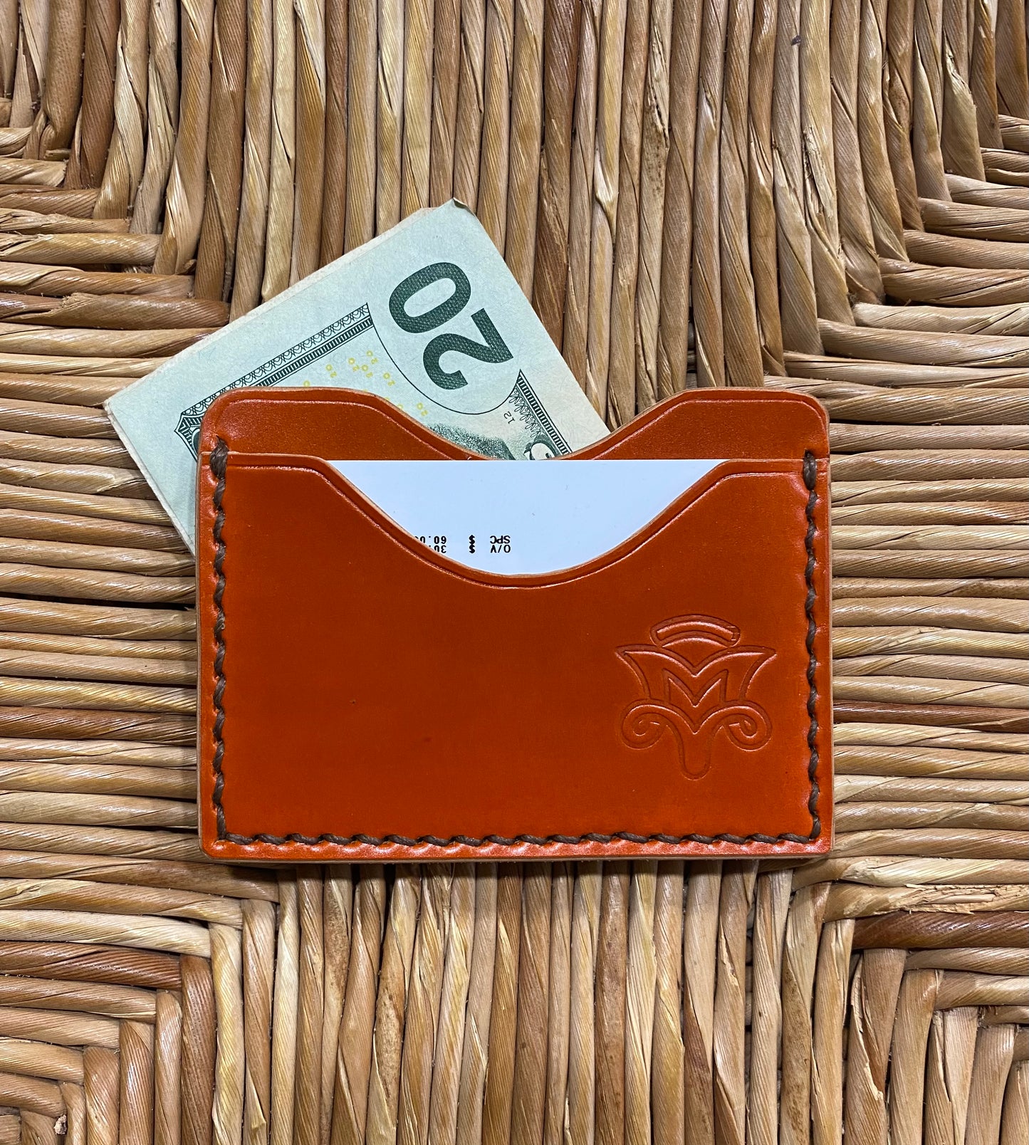 Split-Shot Card Holder In Arancio Shell Cordovan