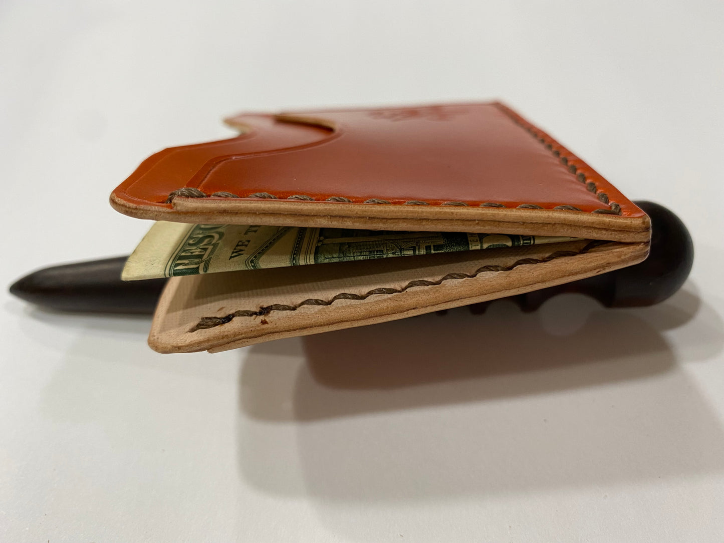 Split-Shot Card Holder In Arancio Shell Cordovan