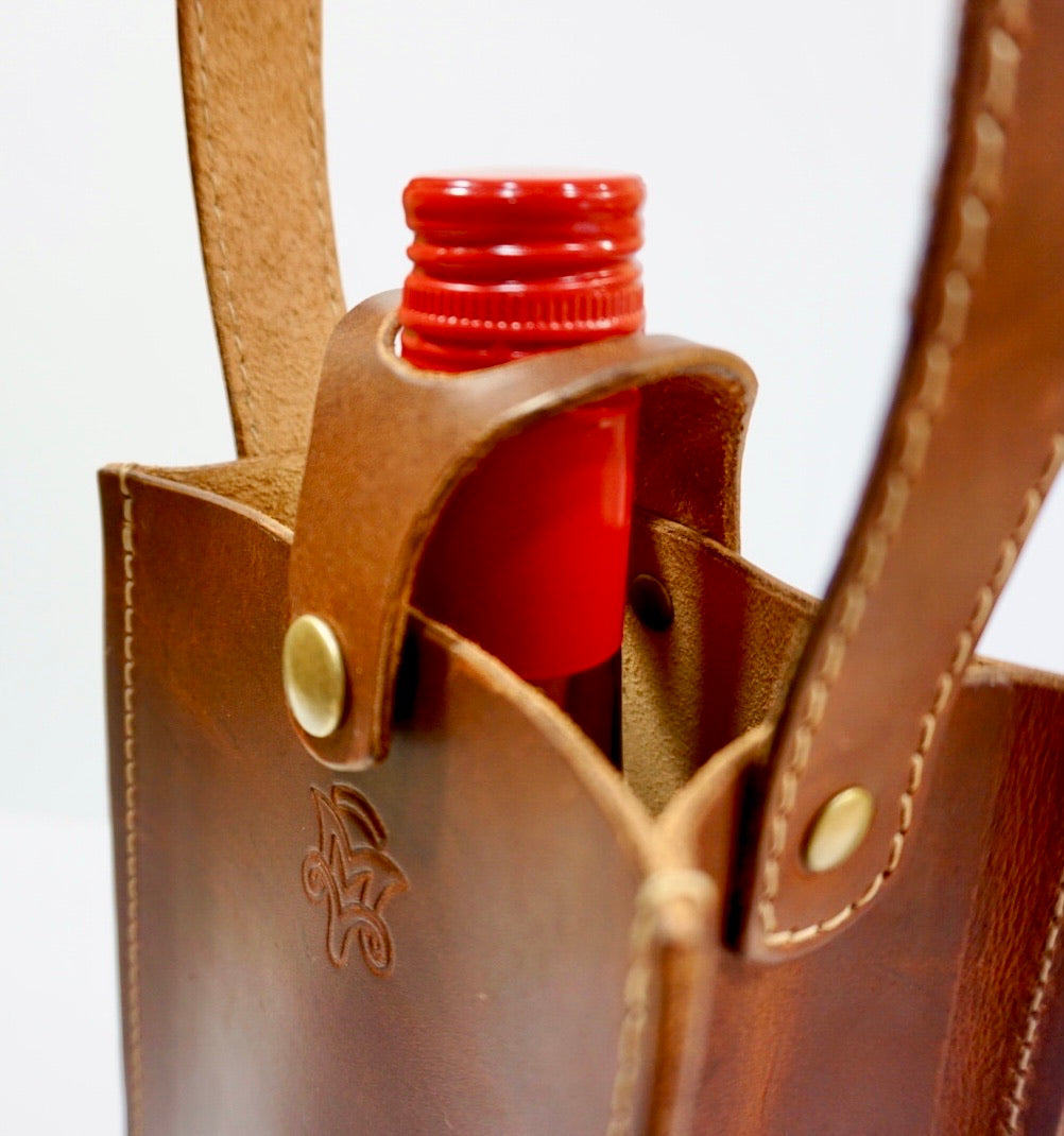 Wine Tote In Vintage Tan