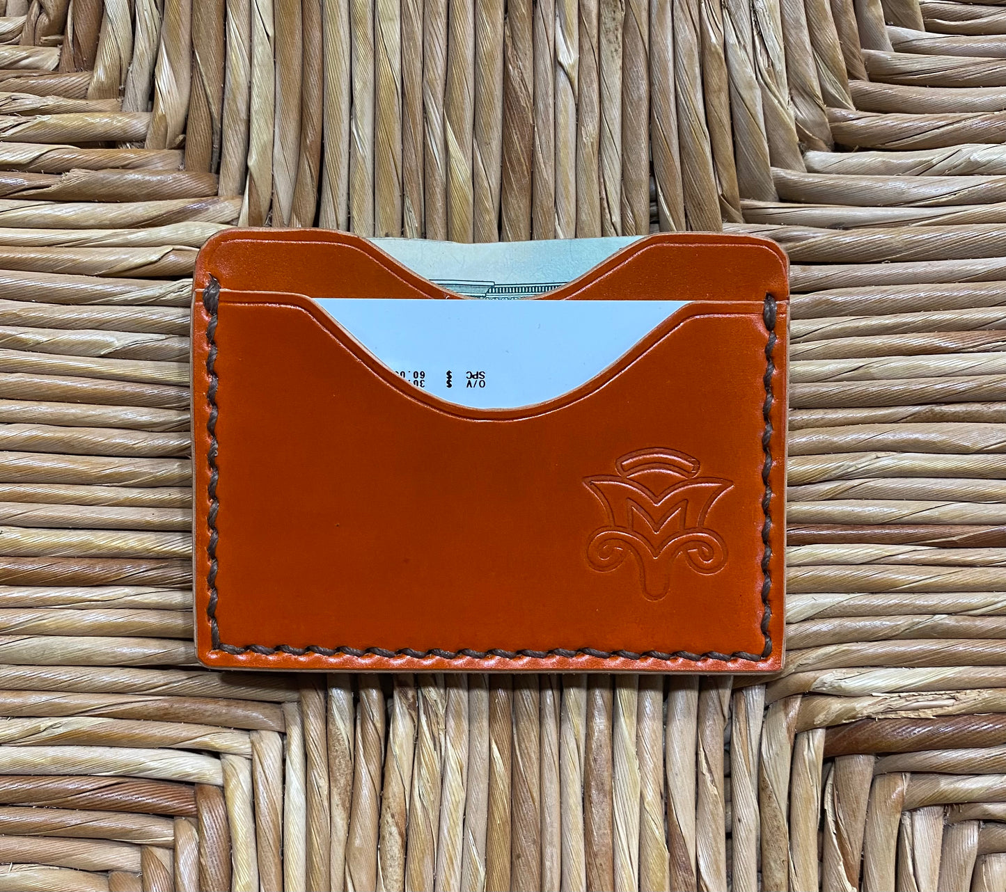 Split-Shot Card Holder In Arancio Shell Cordovan